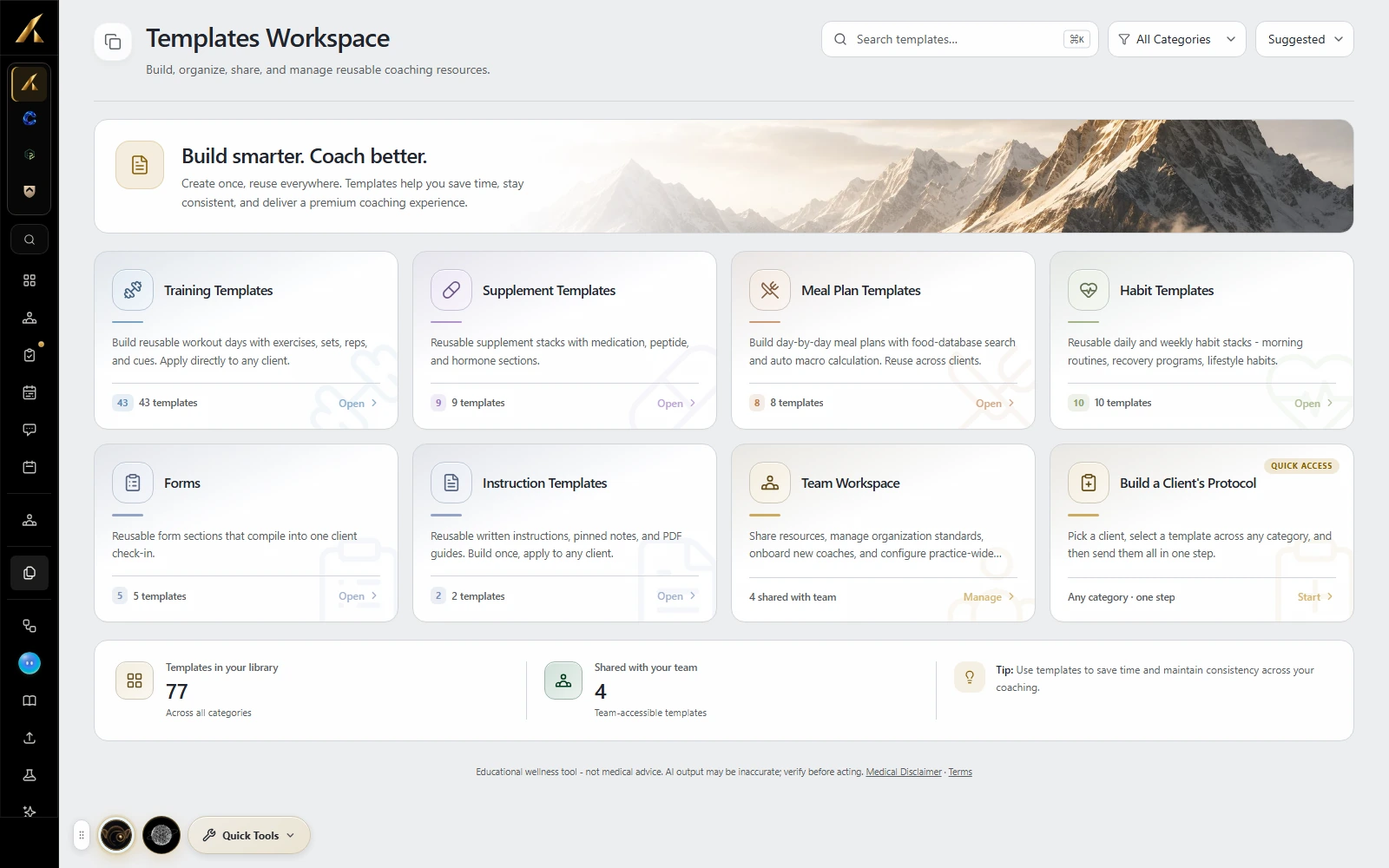 LaunchSite OS template workspace for reusable training, nutrition and coaching plans